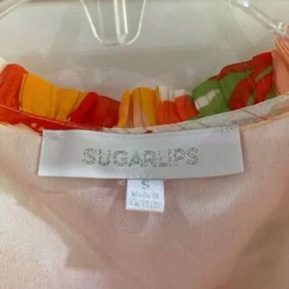 Sugarlips Kailua Floral Tailwind Half Button Front Blouse S - Picture 5 of 8